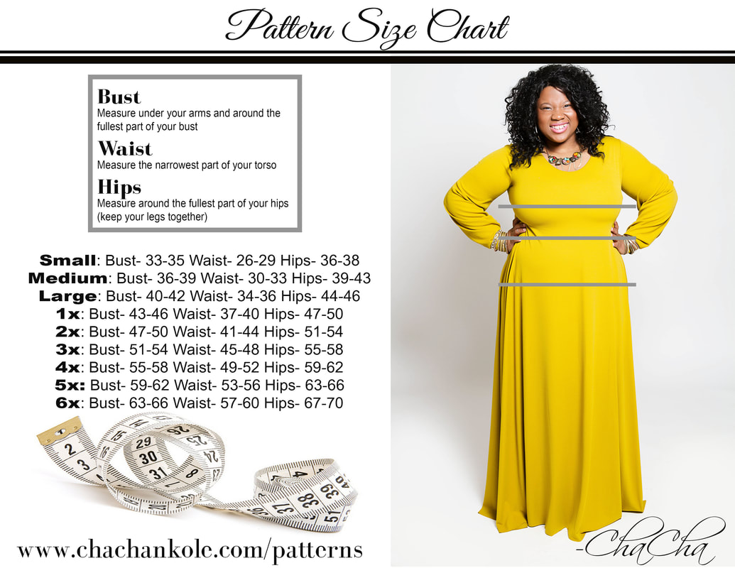 ChaCha N'Kole Pattern Size Chart
